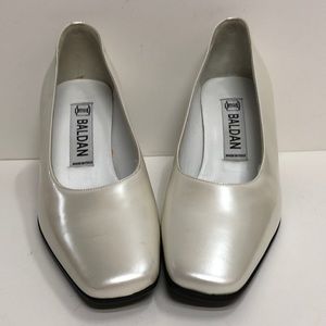 Baldan Made in Italy White Leather Pump wSilver He